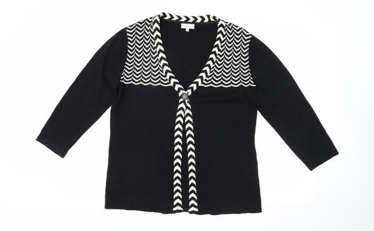 CC Women's Black Geometric 3/4 Sleeve Cardigan M