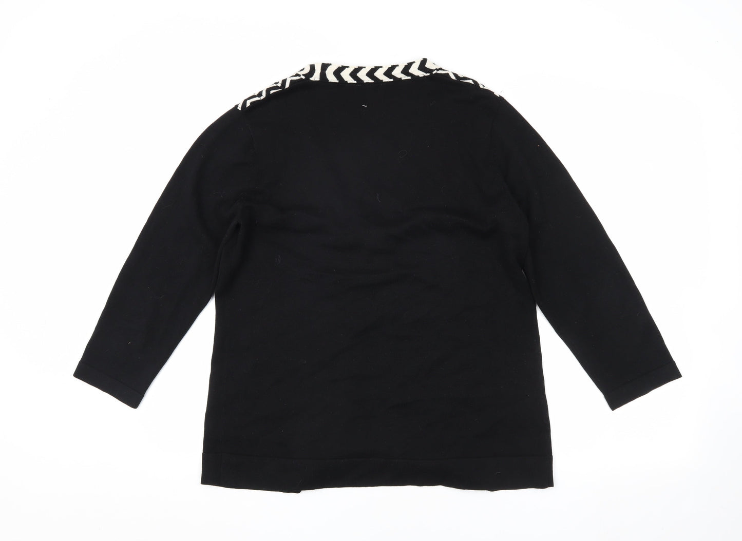 CC Women's Black Geometric 3/4 Sleeve Cardigan M