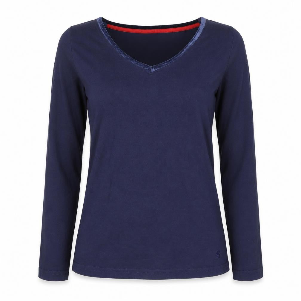 Joules Women’s Blue V-Neck Cotton Modal T-Shirt Size 8