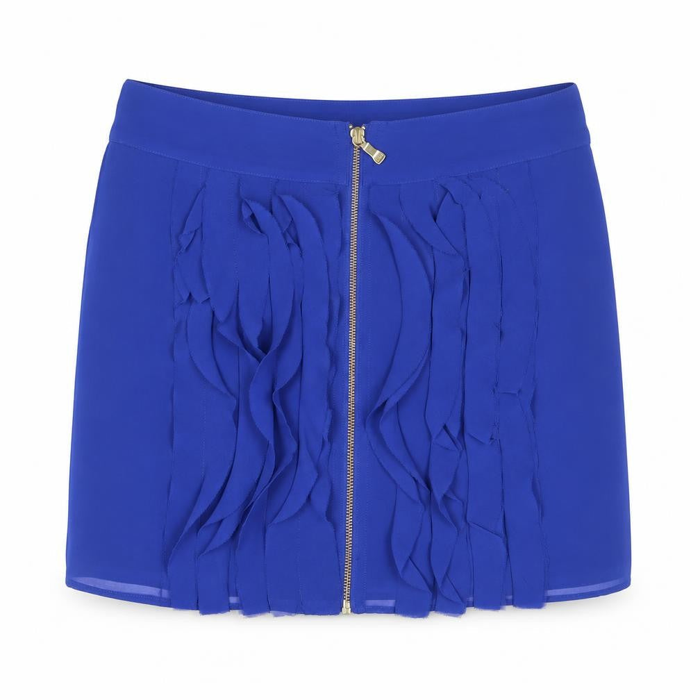 Ted Baker Women's Blue Pencil Skirt Size 8 Ruffle Accent