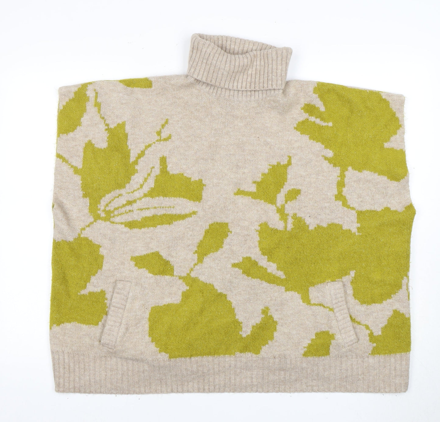 Next Women's Beige Green Roll Neck Jumper, Size M