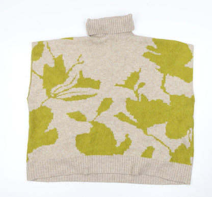 Next Women's Beige Green Roll Neck Jumper, Size M