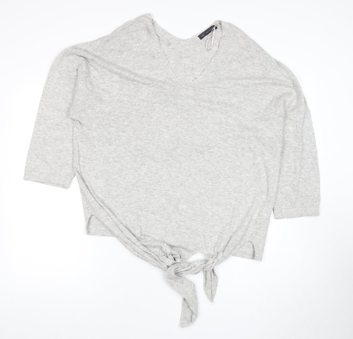 Marks & Spencer Women's Grey V-Neck Jumper Size 22