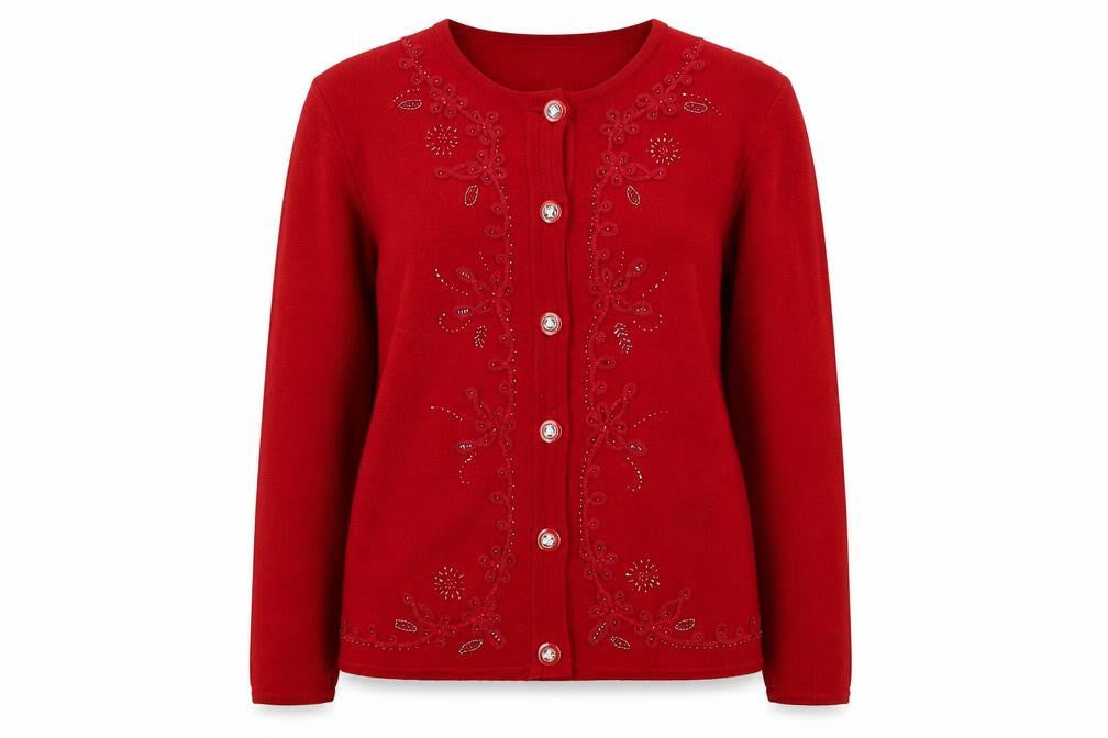 Bonmarché Red Women's Small Cardigan with Embroidery
