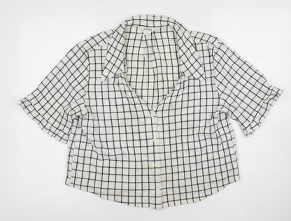 Monki Women's White Check Button-Up Shirt M