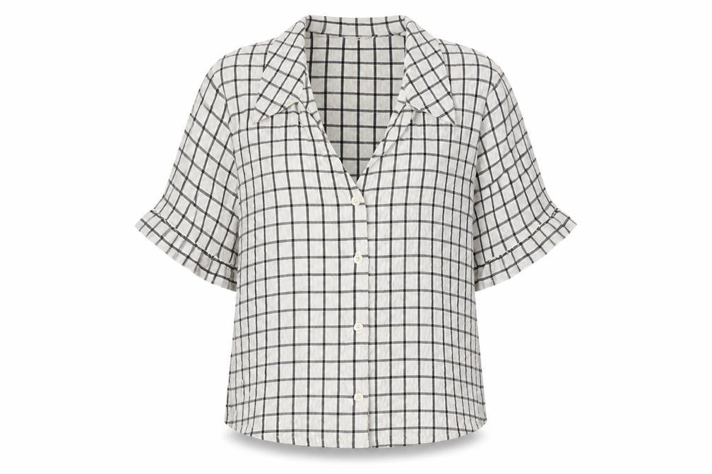 Monki Women's White Check Button-Up Shirt M