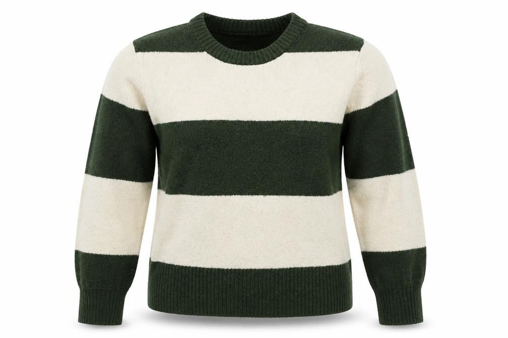 ICHI Women's Green Striped Pullover Jumper - Size L