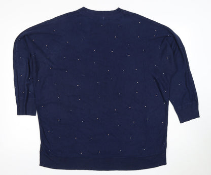Next Women's Blue Pullover Jumper Size 14, Crew Neck