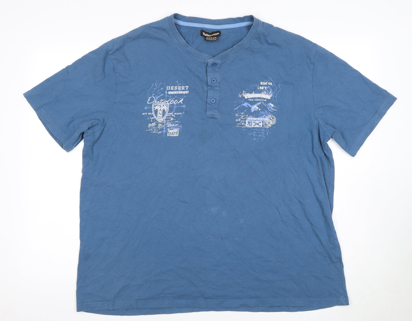 Atlas for Men Blue 3XL Henley Graphic T-Shirt