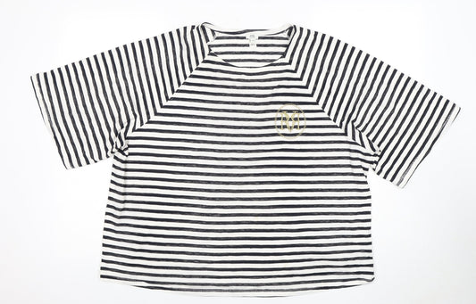 River Island Women's Striped T-Shirt Black,White Size 18