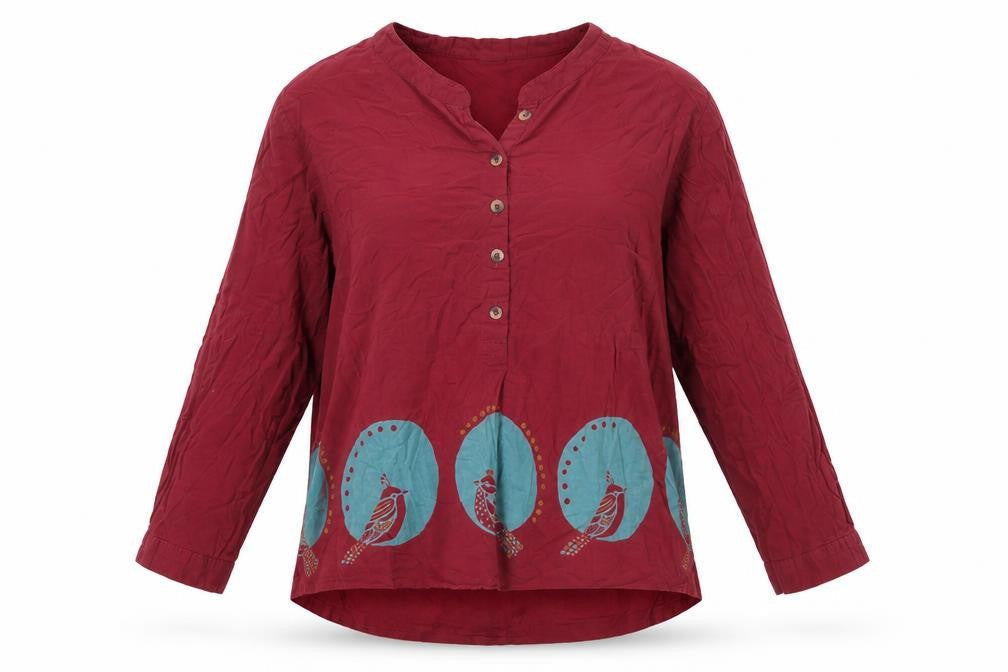Bombay Paisley Women's Red Geometric Blouse M