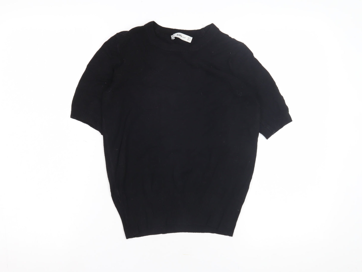 Zara Women's Black Cotton Pullover Jumper