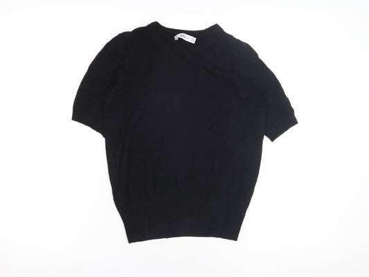 Zara Women's Black Cotton Pullover Jumper