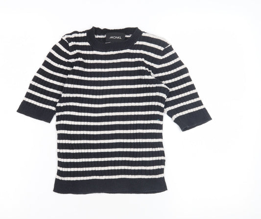 Monki Women's Black Striped Cotton Pullover Jumper XS