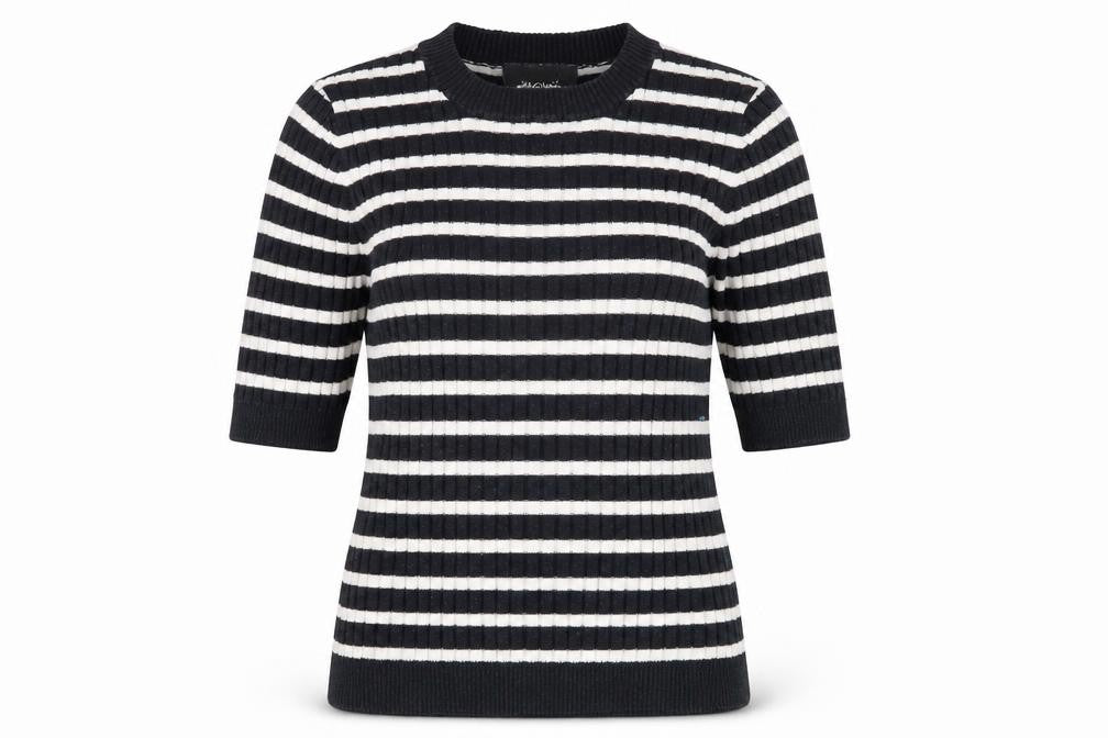Monki Women's Black Striped Cotton Pullover Jumper XS