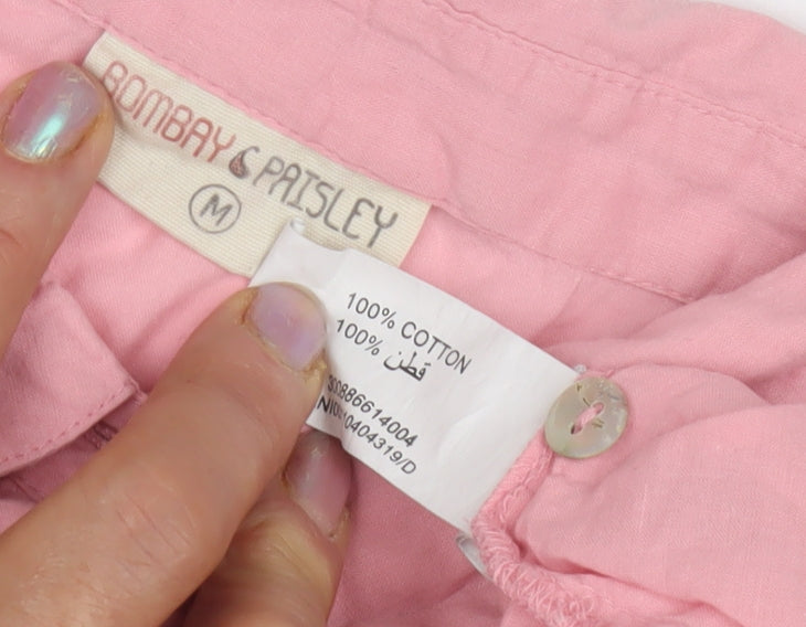 Bombay Paisley Women's Pink Embroidered Button-Up Shirt
