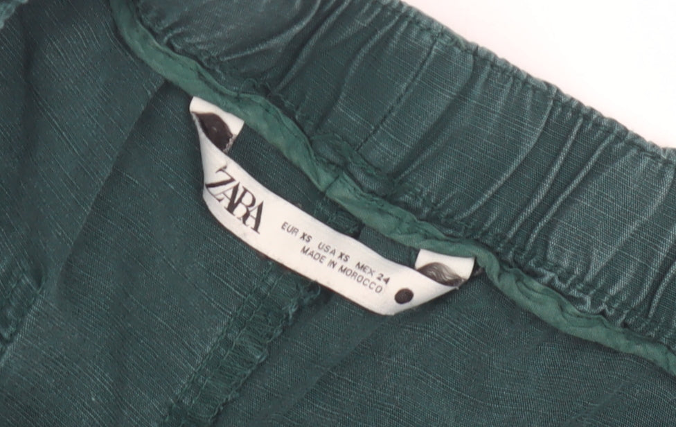 Zara Women's Green Jogger Trousers XS - Casual Comfort