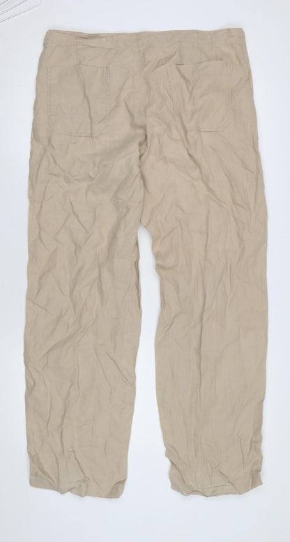 Denver Womens Beige Straight Trousers Size 36