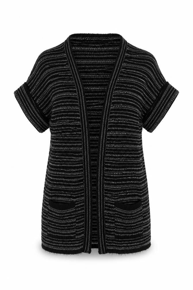 Bay Women's Black Striped Open Cardigan Size 10