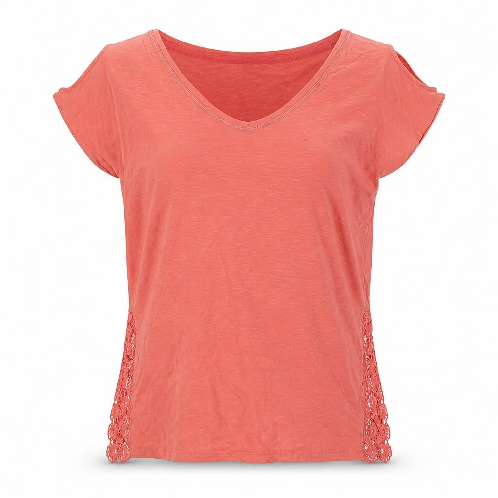 Next Women's Pink V-Neck Lace Accent Top Size 12