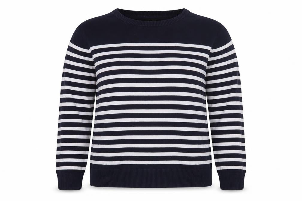 H&M Women's Blue Striped Cotton Pullover Jumper M