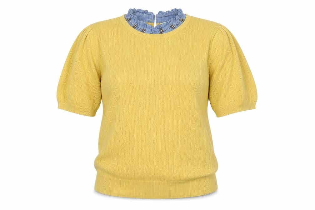 Next Women's Yellow Pullover Jumper, Size 12, Short Sleeve