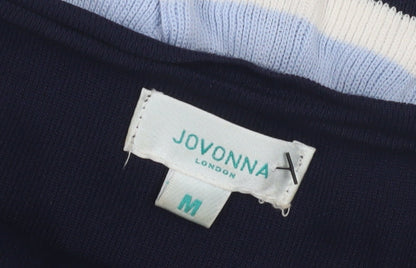 Jovonna London Women's Blue Striped Pullover Jumper, M