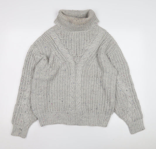 Marks and Spencer Women's Grey Roll Neck Pullover Jumper
