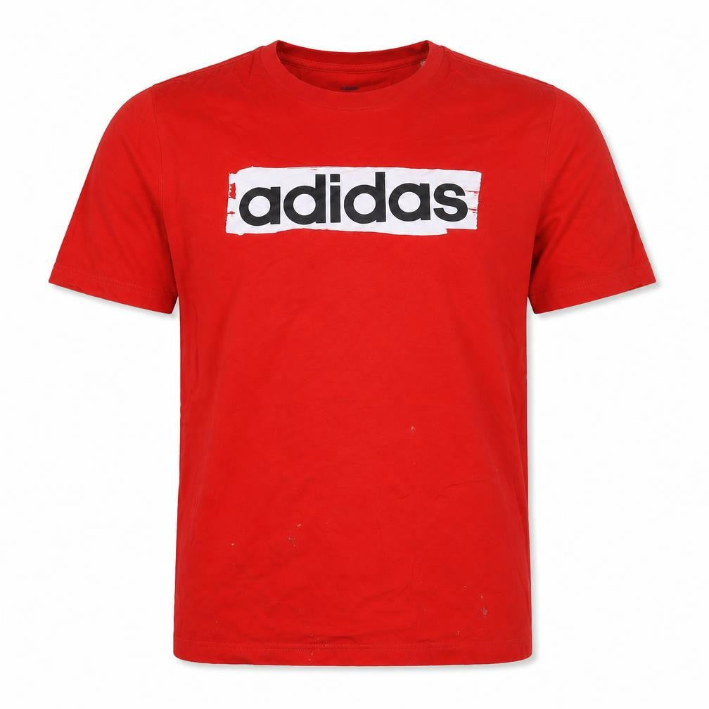 Adidas Men's Red Logo T-Shirt, L, Crew Neck