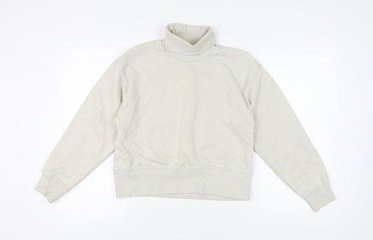 Zara Women's Ivory Roll Neck Sweatshirt, Size S, Casual Warm