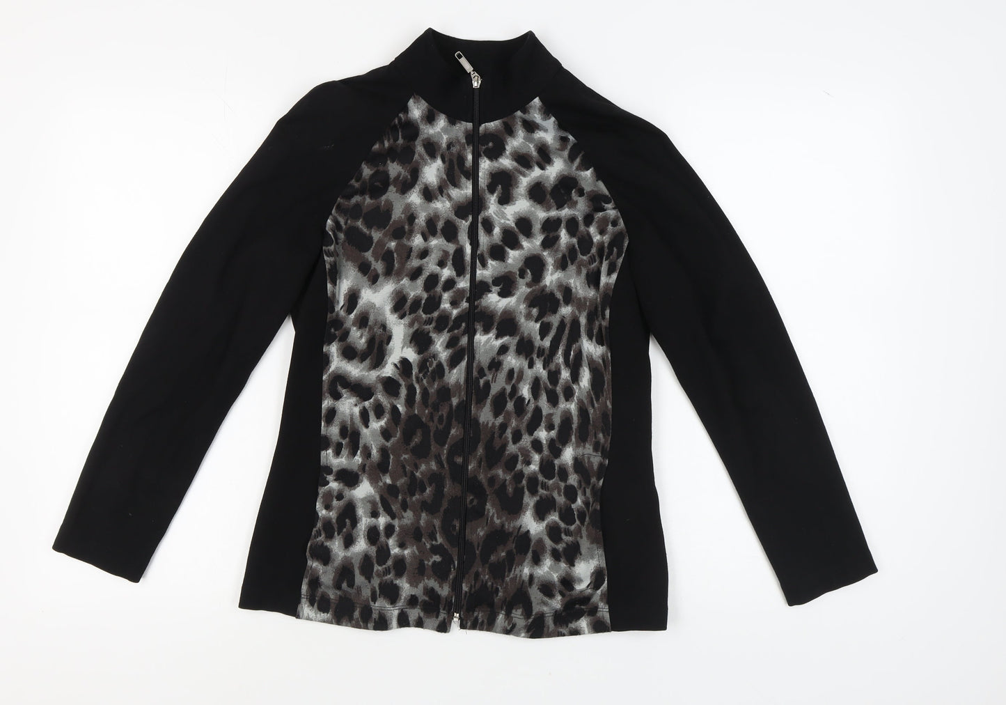 Mr. Max Women's XS Black Animal Print Zip Sweatshirt