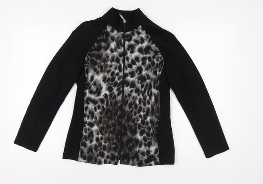 Mr. Max Women's XS Black Animal Print Zip Sweatshirt