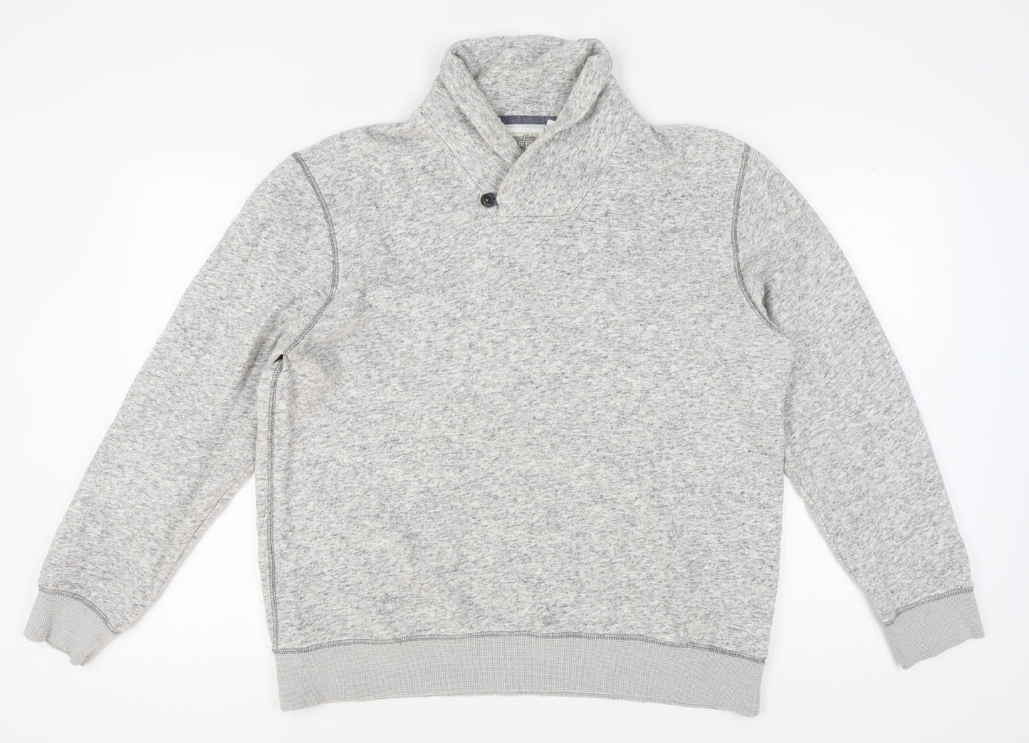 Next Men's Grey XL Pullover Sweatshirt, Button Accent