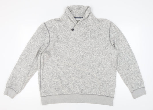 Next Men's Grey XL Pullover Sweatshirt, Button Accent