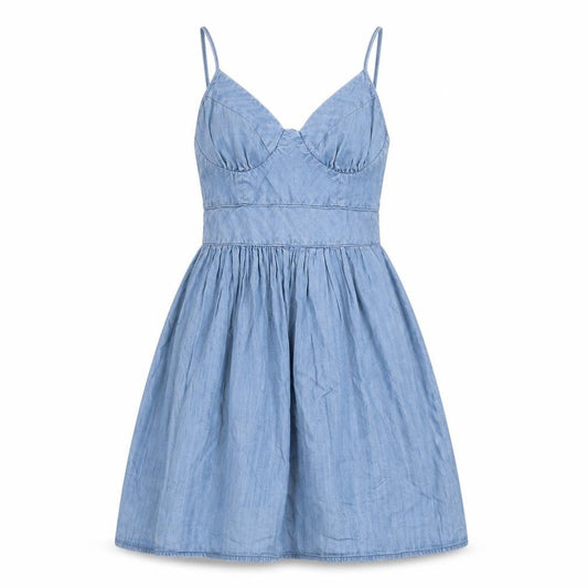 LOOK Blue Women's Size 8 Chambray Slip Dress