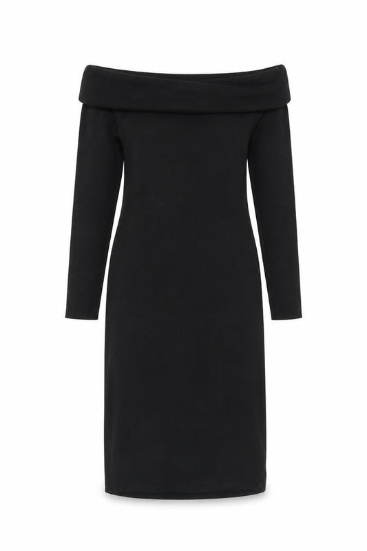 Zara Women's Black Midi Off Shoulder Dress L