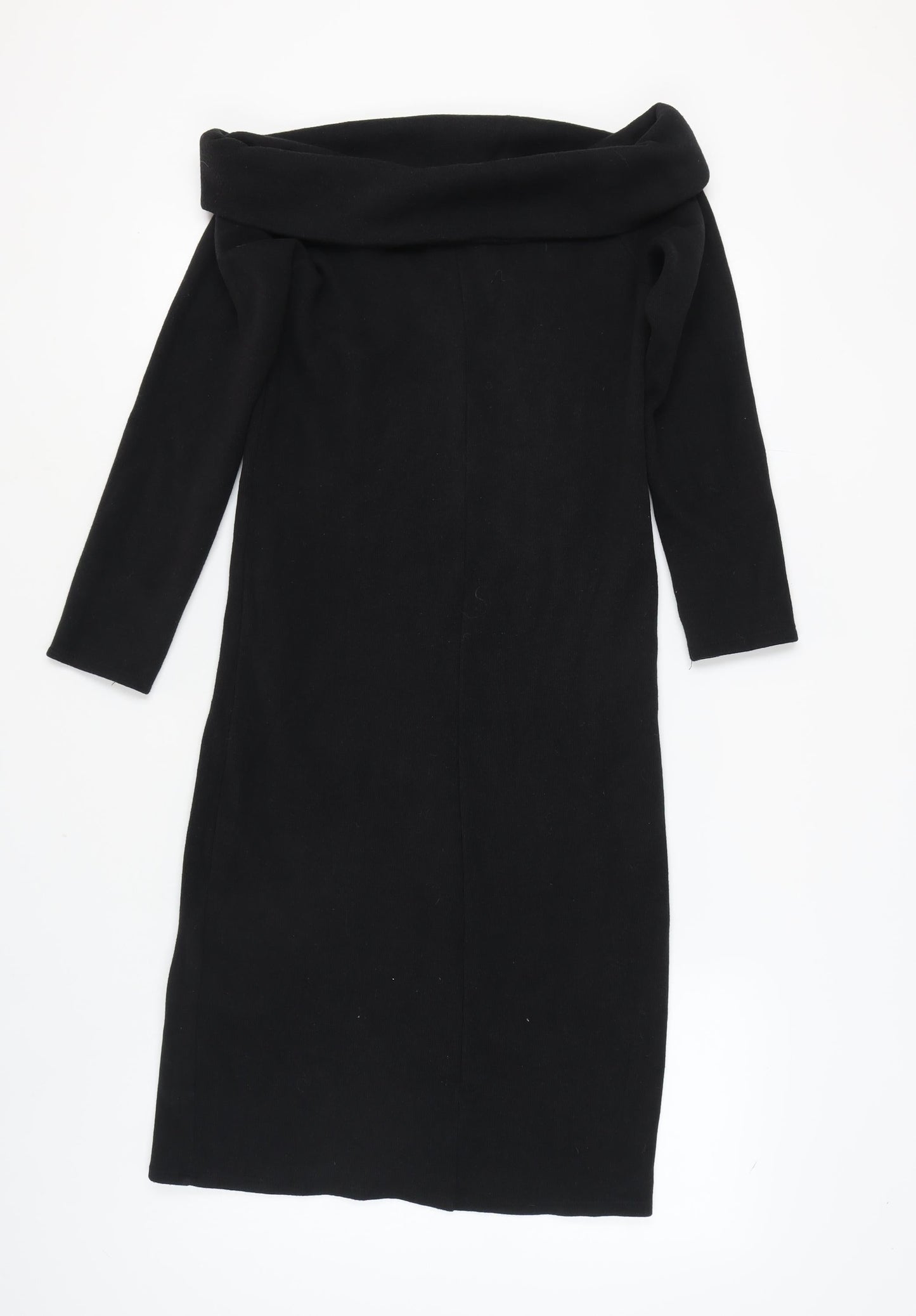 Zara Women's Black Midi Off Shoulder Dress L