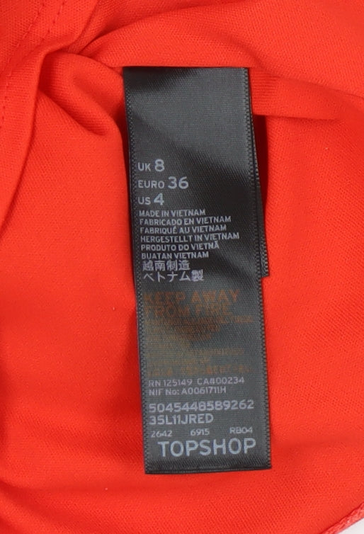 Topshop Women's Red Bodycon Dress UK 8