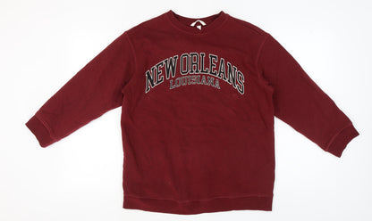 H&M Womens Red Pullover Sweatshirt S
