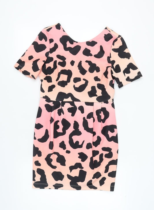 ASOS Women's Pink Animal Print Bodycon Dress