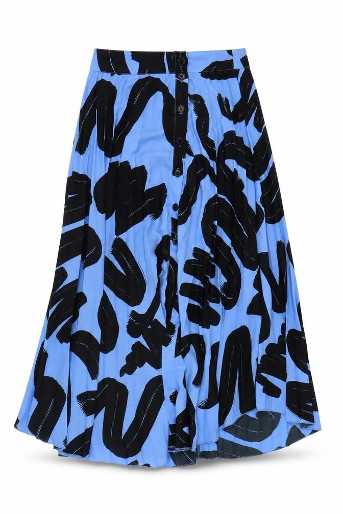 ASOS Women's Blue Geometric Pleated Skirt, Size 8