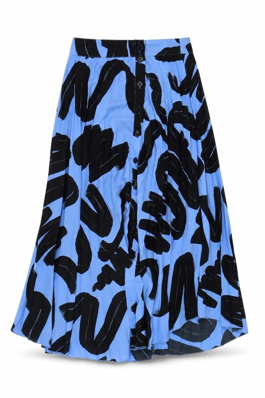 ASOS Women's Blue Geometric Pleated Skirt, Size 8