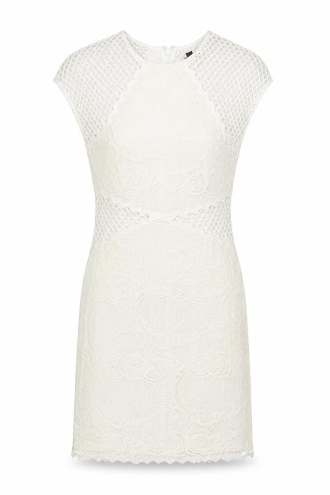 Topshop Women's Ivory Lace Sheath Dress UK 8