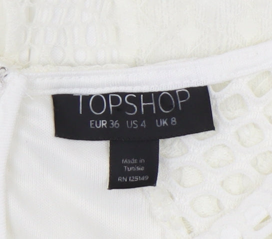 Topshop Women's Ivory Lace Sheath Dress UK 8