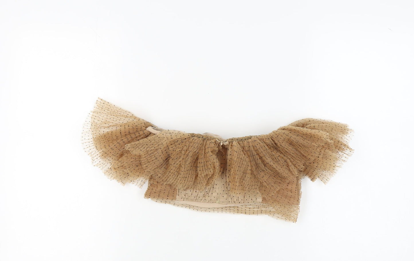 Zara Women's Beige Crop Top S Polka Dot Ruffle