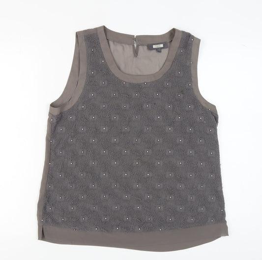 Next Women's Grey Beaded Tank Top Size 16