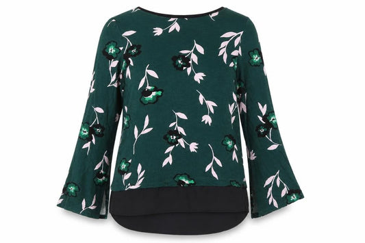 Marks and Spencer Women's Green Floral Blouse Size 12