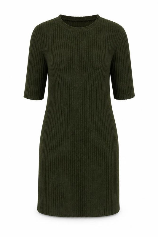 Boohoo Women's Green Knit Dress - Half Sleeve S