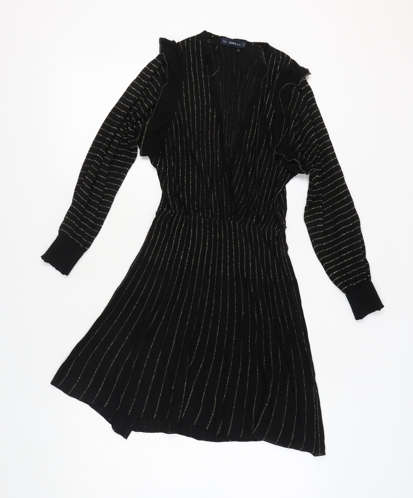 Zara Women's Black Striped Knit Dress S