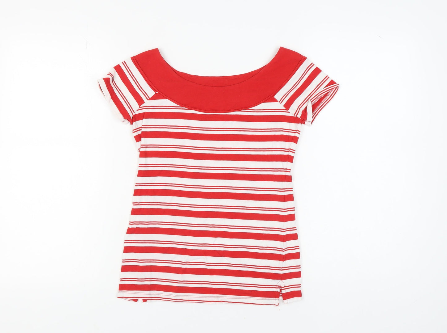 Next Women's Red Striped Scoop Neck Petite Top